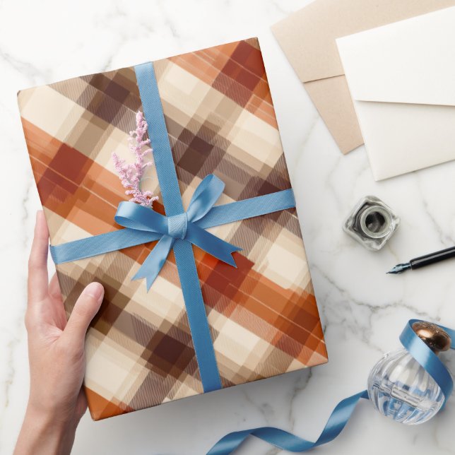 Höstbränd orange brun krämrutig mönster presentpapper (Gifting)