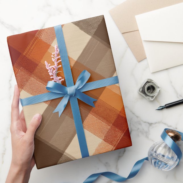Höstbränd orange brun krämrutig mönster presentpapper (Gifting)
