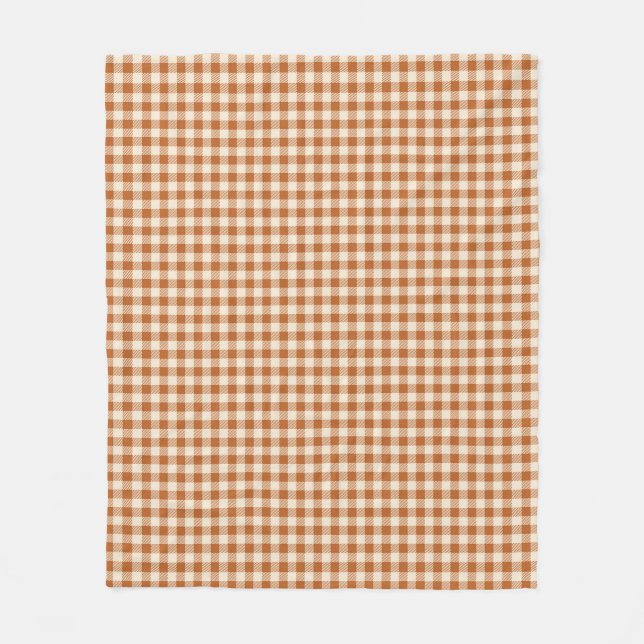 Höstbränd orange gingham-mönster höst-rutigt fleecefilt (Framsidan)