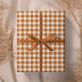 Höstbränd orange gingham-mönster höst-rutigt presentpapper