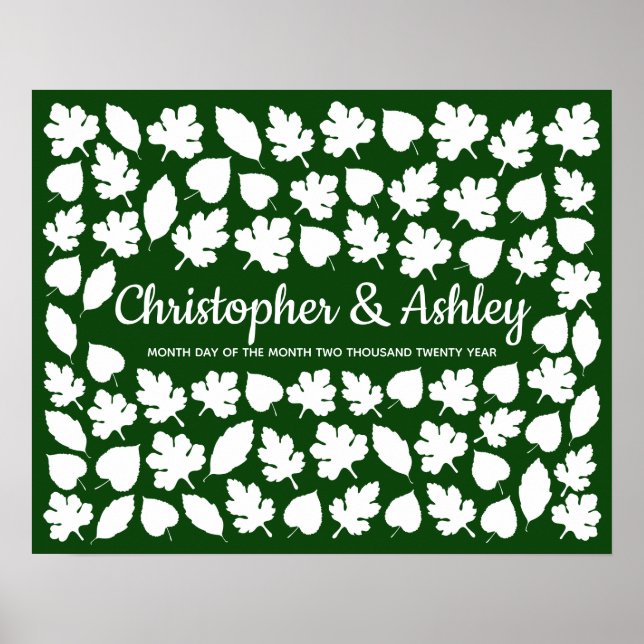 Höstbröllop Gästbok Alternativ 75 Gäster Blad Poster (Framsidan)