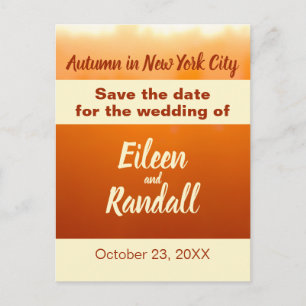 Höstbröllop Höstfärger Orange Spara datum Vykort