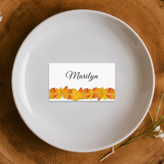 Höstbröllop Orange blad tomma platskort Placeringskort (Skapare uppladdad)