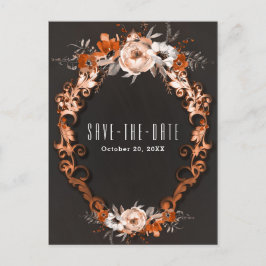 Höstbröllop Orange Blommig Save the Date Meddelande Vykort