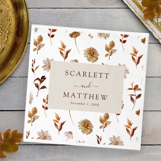 Höstbröllop Pappersservett (White Fall Leaves Wedding Napkins by Painted Paperie
)