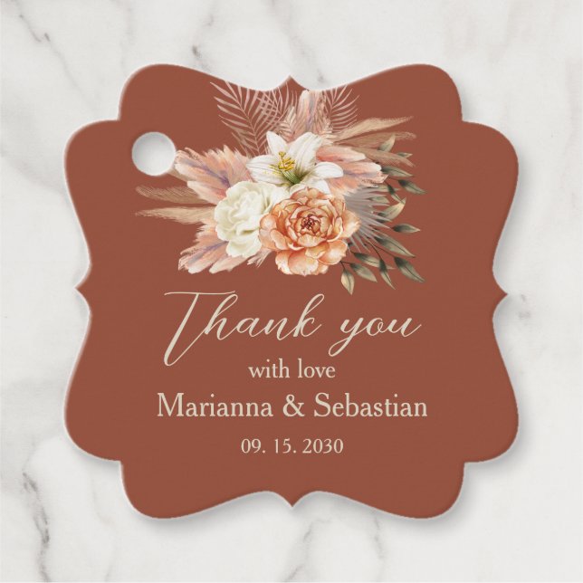 Höstbröllop Tack  Gåvor Etiketter (Framsida)