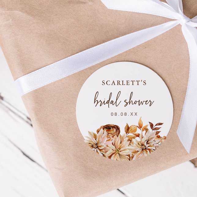 Höstbröllopsdekal Runt Klistermärke (Fall Bridal Shower Sticker
)