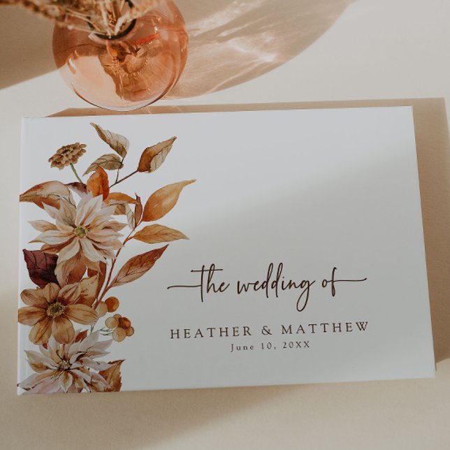 Höstbröllopsgästbok Gästböcker (Elegant Fall Floral Wedding Guest Book by Painted Paperie
)