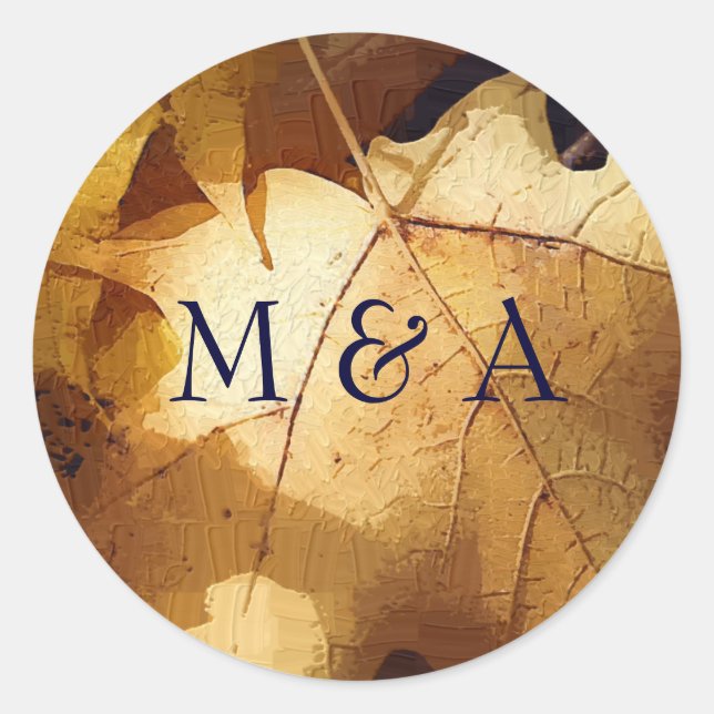 Höstbröllopsmärken Runt Klistermärke (Framsida)