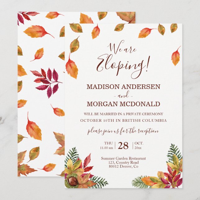 Höstbröllopsmottagning inbjudan (Fram/baksida)