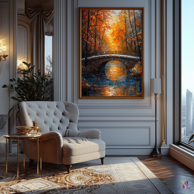 Höstbron över Serene River i Impressionist Poster (Skapare uppladdad)