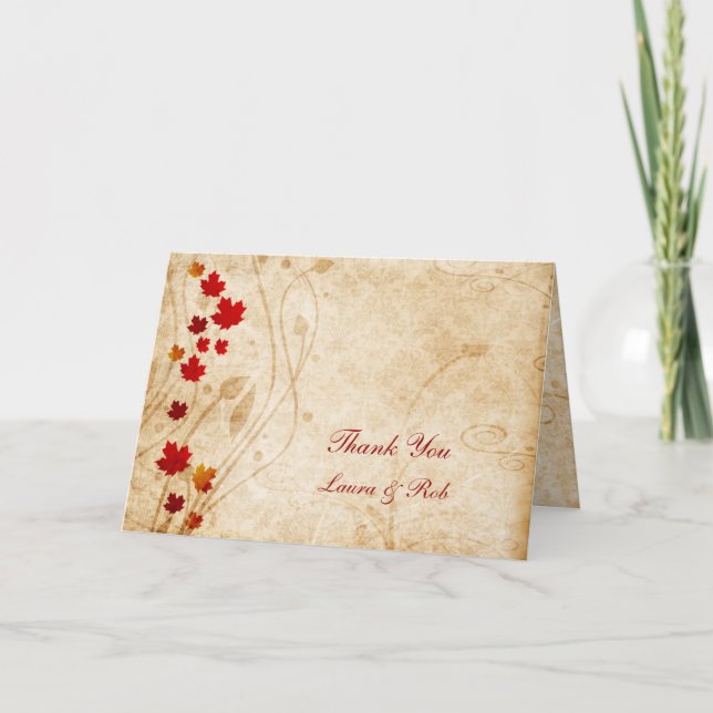 höstbrunt bröllop Tack Kort (Framsida)