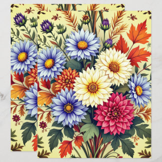 Höstbukett Asters och Dahlias Scrapbookpapper