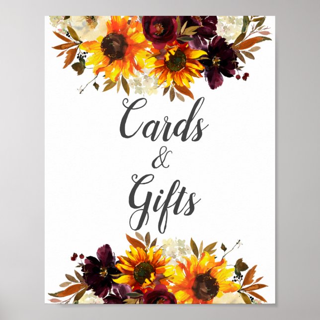 Höstbukett Solrosor Blommor Kort & Gåvor Poster (Framsidan)