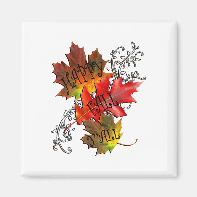 Höstcitat Lycklig Fall Y'all Magnet (Framsidan)