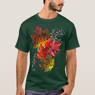 Höstcitatet Lycklig Fall Yall, Mönster Lövs Fall F T Shirt