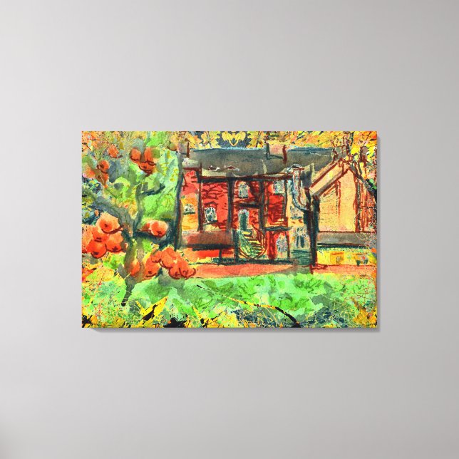 Höstdagen i hett i Wales på arbetsytan Canvastryck (Framsida)