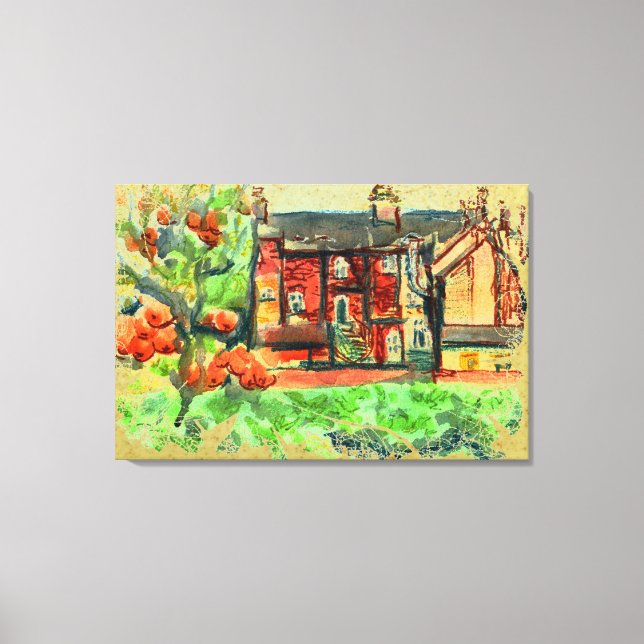 Höstdagen i hett i Wales på arbetsytan Canvastryck (Framsida)