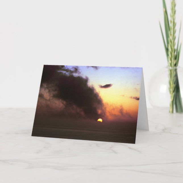 Höstdagjämningsolnedgång från den Kaluna klippan Kort (Framsida)