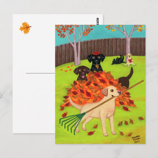 Höstdagslånga Labradors Vykort (Fram/baksida)