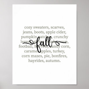 Höstdefinition Mysig Höst Ord Thanksgiving Känsla Poster