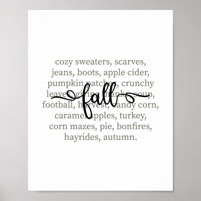 Höstdefinition Mysig Höst Ord Thanksgiving Känsla Poster (Framsidan)