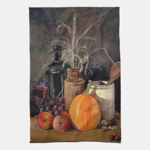 HöstDekorationer på Bord, Pumpkin, Fruit, Drink Kökshandduk
