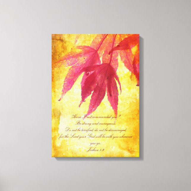 Höstdesign, Joshua 1:9, väggposter Canvastryck (Framsida)