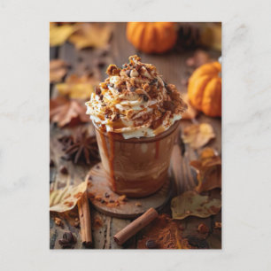 höstdetalj gratulationskort het pumpkin spice latt vykort