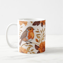 Höstdiagram med Robins och Blommigt Elegance Kaffemugg
