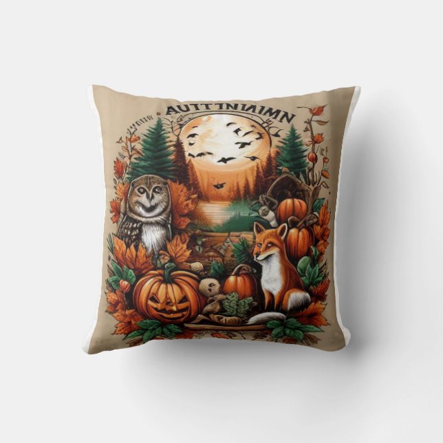 Höstdjur och pumpor kudde (Baksida)