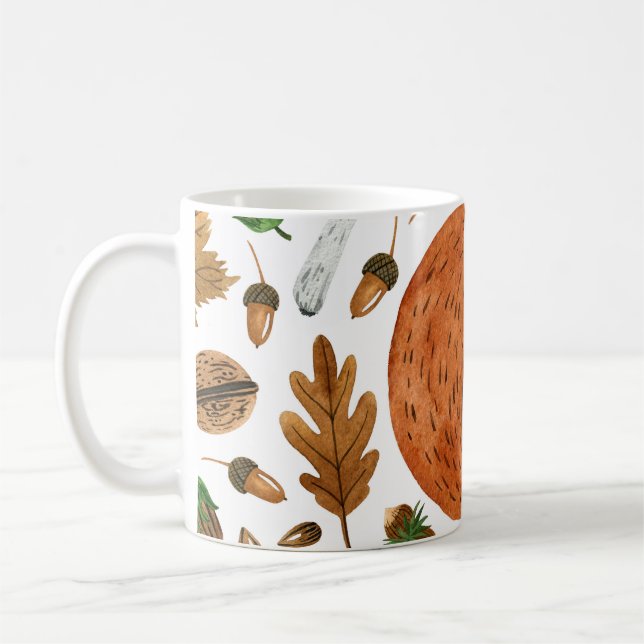 Höstdrömmar: vattenfärgsekorren har kaffemugg (Vänster)