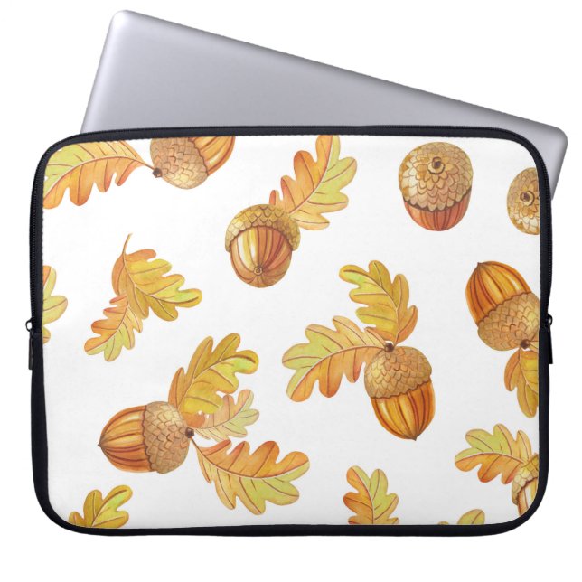 Höstekens löv: färglöst mönster. laptop fodral (Framsidan)