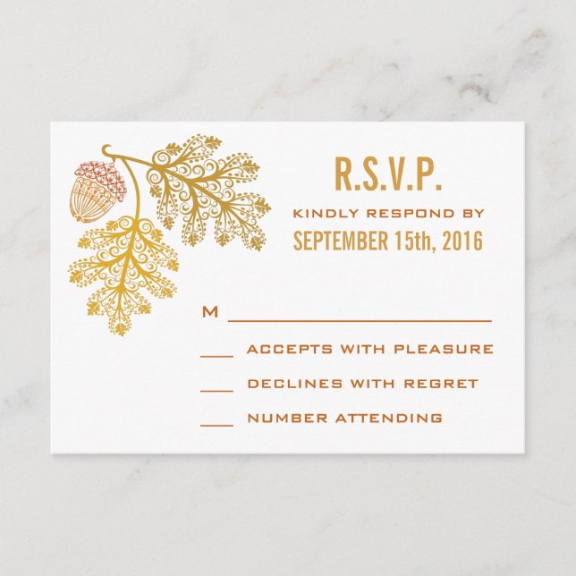 Höstekoll och ekblad bröllop RSVP OSA Kort (Framsida)