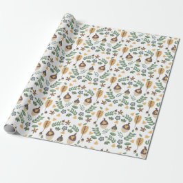 Höstekollöns blomstergrönska presentpapper