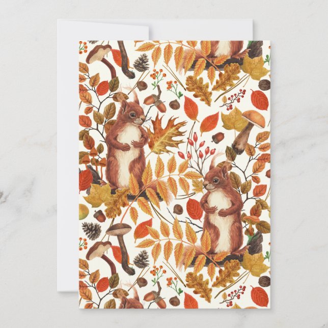 Höstekorrar och autoinala floror på benvit (Framsida)