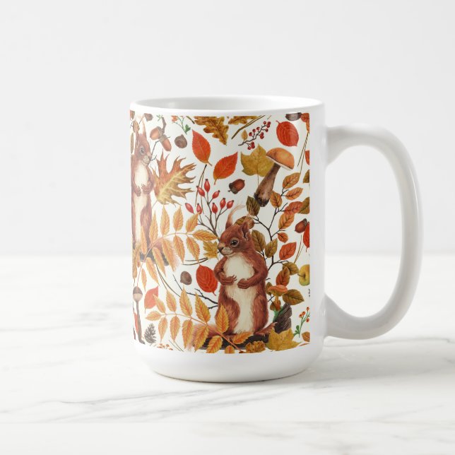 Höstekorrar och autoinala floror på benvit kaffemugg (Höger)
