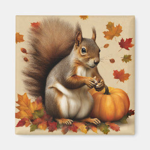 Höstekorren med Pumpkin och Falling Löv Magnet