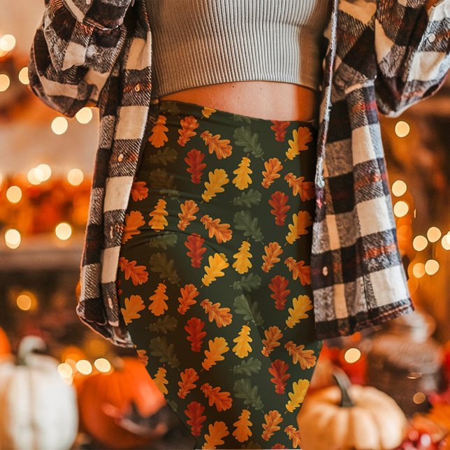 Höstekslöv Faller Gröna Leggings (Skapare uppladdad)