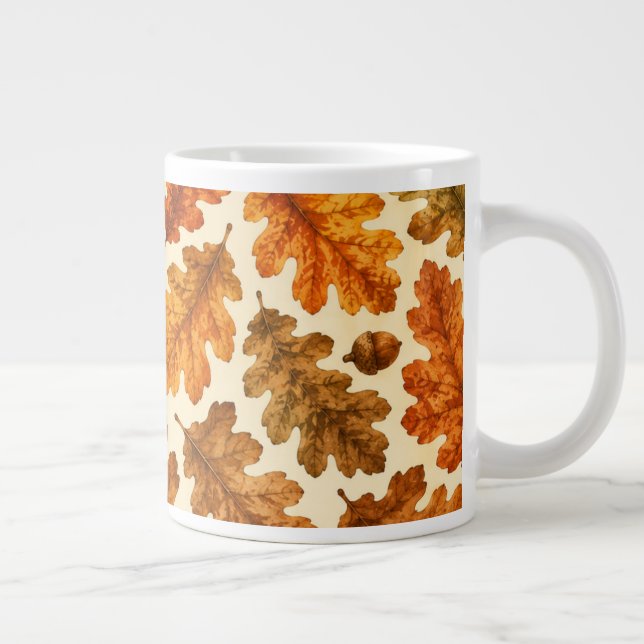 Hösteksmönster med ekblad | Mysig naturestetik Jumbo Mugg (Höger)