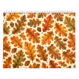 Hösteksmönster med ekblad | Mysig naturestetik Kalender