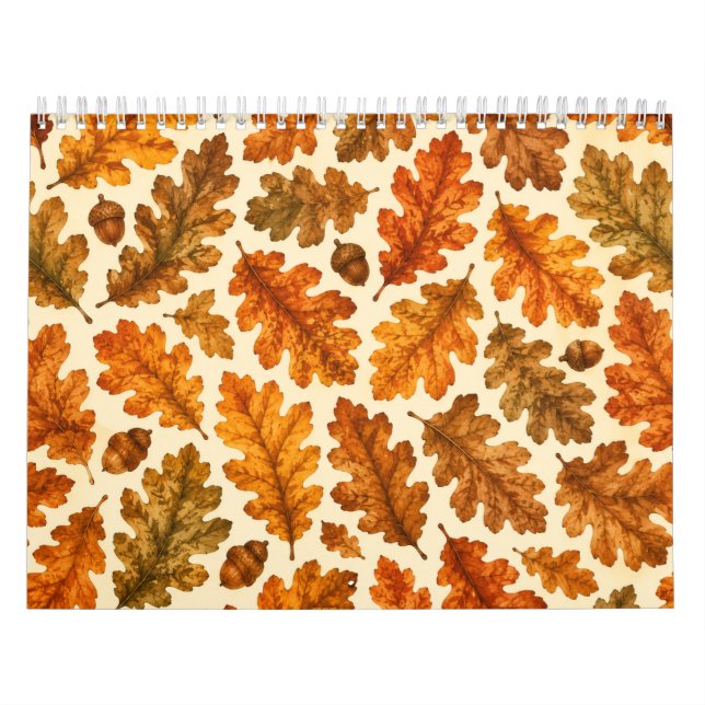 Hösteksmönster med ekblad | Mysig naturestetik Kalender (Omslag)