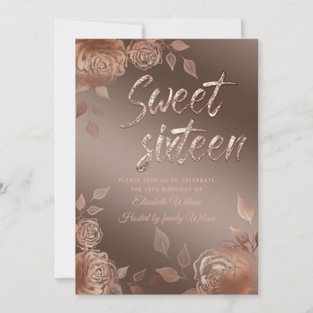 Hösteleganten modern ro sweet sixteen inbjudningar (Framsida)