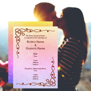 Hösten Abstrakt Shimmer Färg Rosa Lila Bröllop Inbjudningar