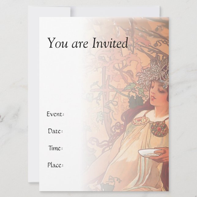 Hösten - Alphonse Mucha Inbjudningar (Framsida)