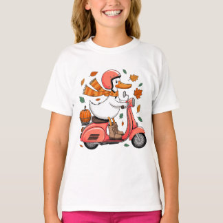 Hösten Anka Vespa Pumpkin Scooter Ride Höst löv T Shirt
