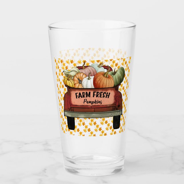 Hösten Anpassa Pumpkin Guld Löv Glaskopp (Framsida)