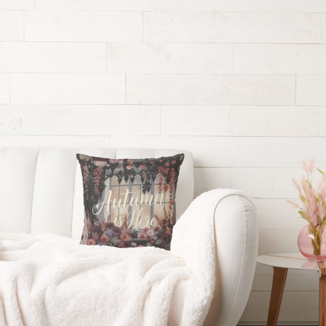Hösten är här Blommigtens fönstertypografi Kudde (Soffa)