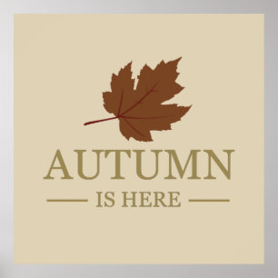 Hösten är här vattenfärgen löv fall oktober poster