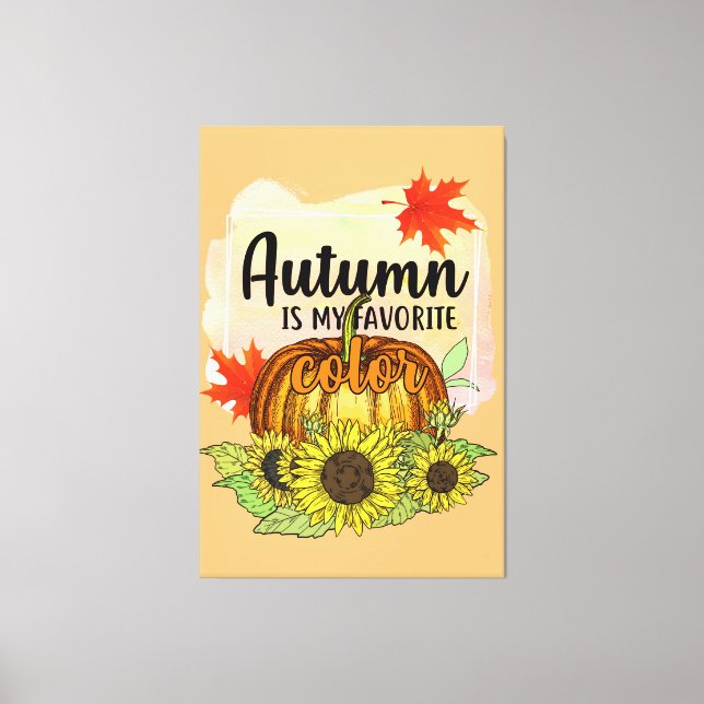 Hösten är min favorit Färg - Löv Pumpkin Canvastryck (Framsida)